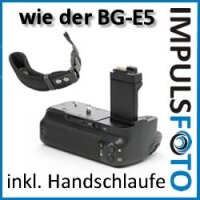 Minadax Profi Batteriegriff fuer Canon EOS 500D, 450D wie der BG-E5 - fuer LP-E5 und 6 AA Batterien + 1x Neopren Handgelenkschlaufe