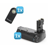 Minadax Profi Batteriegriff kompatibel mit Canon EOS 60D - Ersatz für BG-E9  -  für 2x LP-E6 und 6x AA Batterien + 1x Infrarot Fernbedienung!