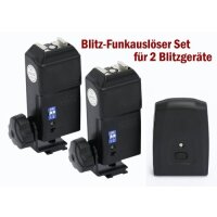 Funk-Blitzauslöser kompatibel für Canon 30m mit 2 Empfängern für fast alle Blitzgeräte z.B. Canon 580EX II, 430EX II - Nikon SB-900, SB-800 uvm