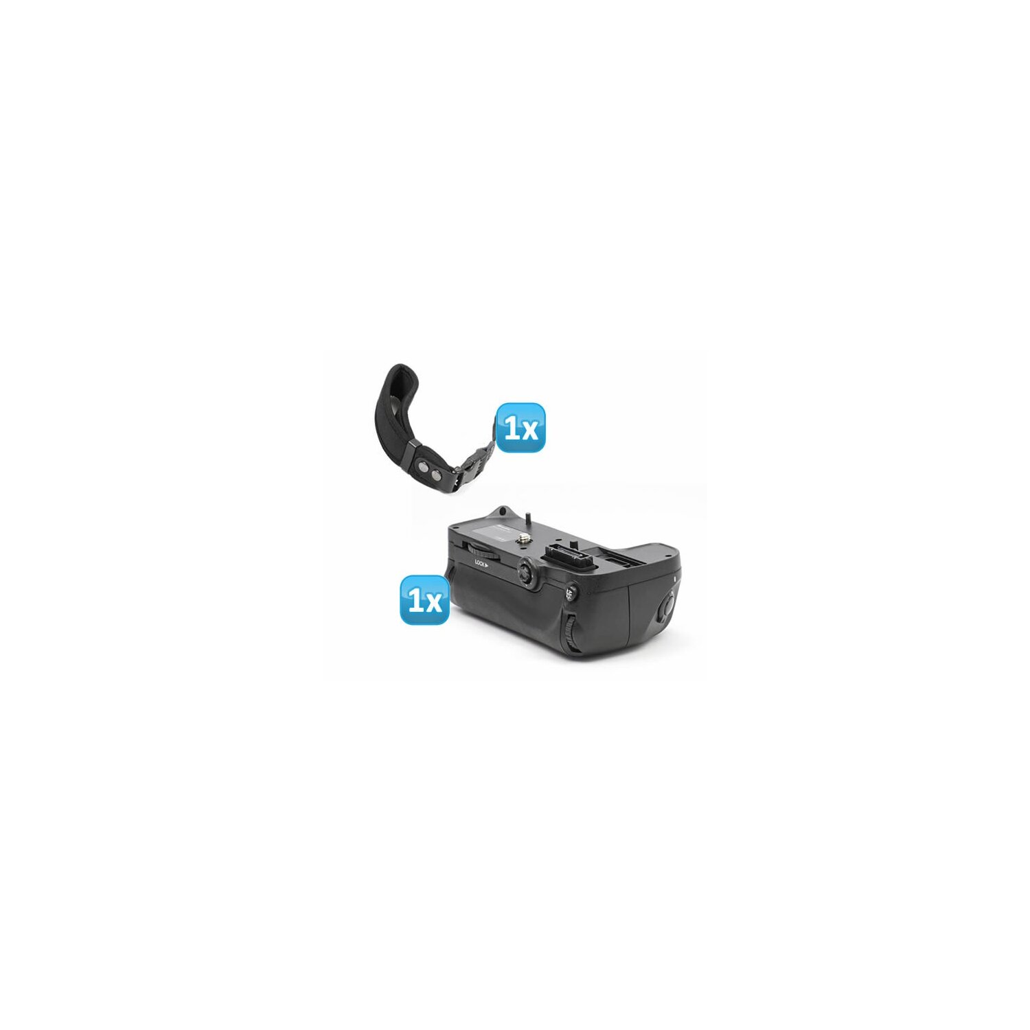 Minadax Profi Batteriegriff fuer Nikon D7000 - aehnlich wie MB-D11 fuer 2x EN-EL15 oder 6 AA Batterien + 1x Neopren Handgelenkschlaufe