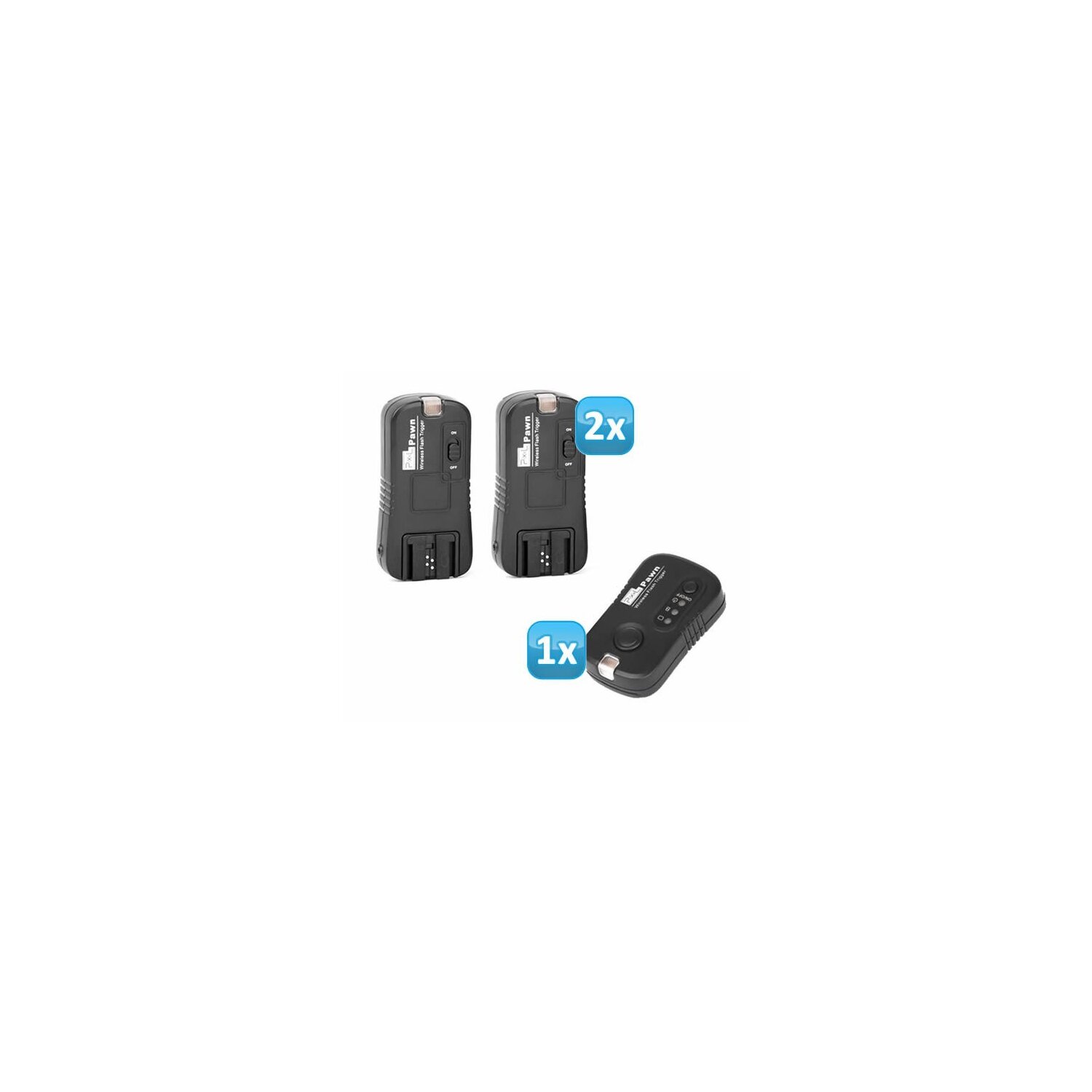 Pixel Pawn TF-363 Funk Blitzauslöser Set mit 2 Empfängern bis 100m kompatibel mit Sony und Minolta Blitzgeräte - Funkauslöser Kamera- und Blitz