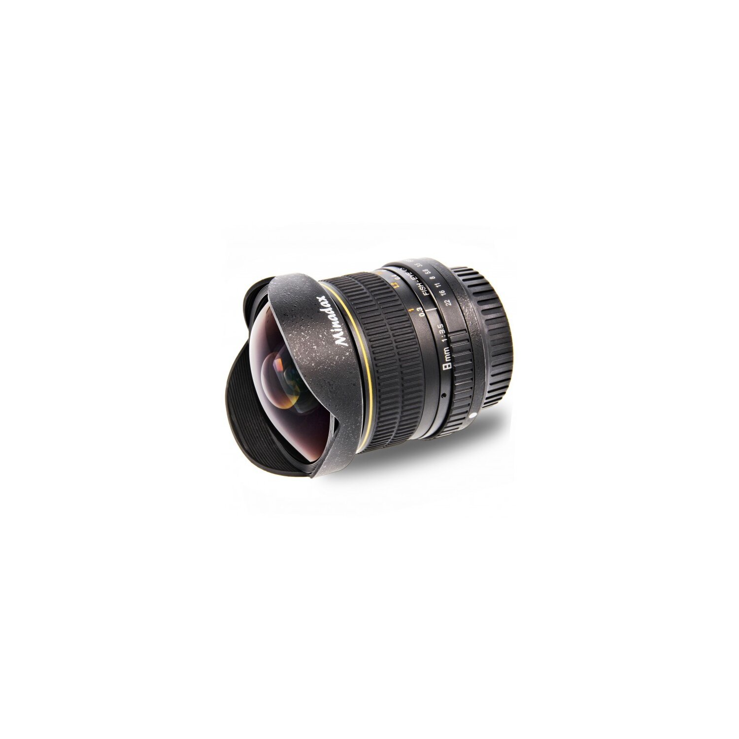 Minadax 8,0 mm 1:3,5 Fisheyeobjektiv kompatibel mit Nikon D7100, D7000, D5200, D5100, D5000, D3200, D3100, D3000, D800, D700, D600, D300(s), D200, D100, D90, D80, D70(s), D60, D40(x), D3/D2/D1 Serie für Digitale SLR Kameras + Neopren Objektivbeutel