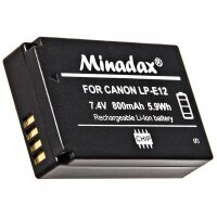 2x Minadax Li-Ion Akkus kompatibel f&uuml;r Canon EOS 100D, EOS M - Ersatz f&uuml;r LP-E12 Akku