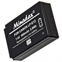 2x Minadax Li-Ion Akkus kompatibel f&uuml;r Canon EOS 100D, EOS M - Ersatz f&uuml;r LP-E12 Akku
