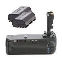 Profi Batteriegriff + 2x Akkus kompatibel mit Canon EOS 60D Ersatz für BG-E9, inkl. 2x Li-Ion Akku Ersatz für LP-E6