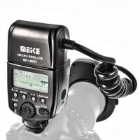 TTL Makro Ringblitz (Leitzahl 14-46) fuer alle Canon DSLR Kameras mit Blitzschuh (fuer Objektive von 52mm – 77mm) - Meike MK-14EXT