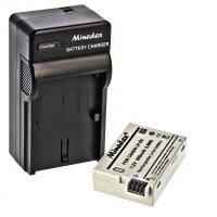 Minadax® Ladegerät 100% kompatibel kompatibel mit Canon LP-E8 inkl. Auto Ladekabel, Ladeschale austauschbar + 1x Akku Ersatz für LP-E8
