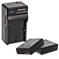 Minadax® Ladegerät + 2x Akku kompatibel mit Nikon EN-EL14 EN-EL14A inkl. Auto Ladekabel, Ladeschale austauschbar + Ersatz für EN-EL14A