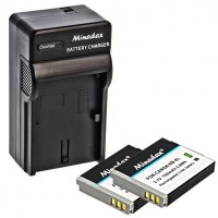 Minadax® Ladegerät 100% kompatibel mit Canon NB-6L inkl. Auto Ladekabel, Ladeschale austauschbar + 2x Akku Ersatz für NB-6L