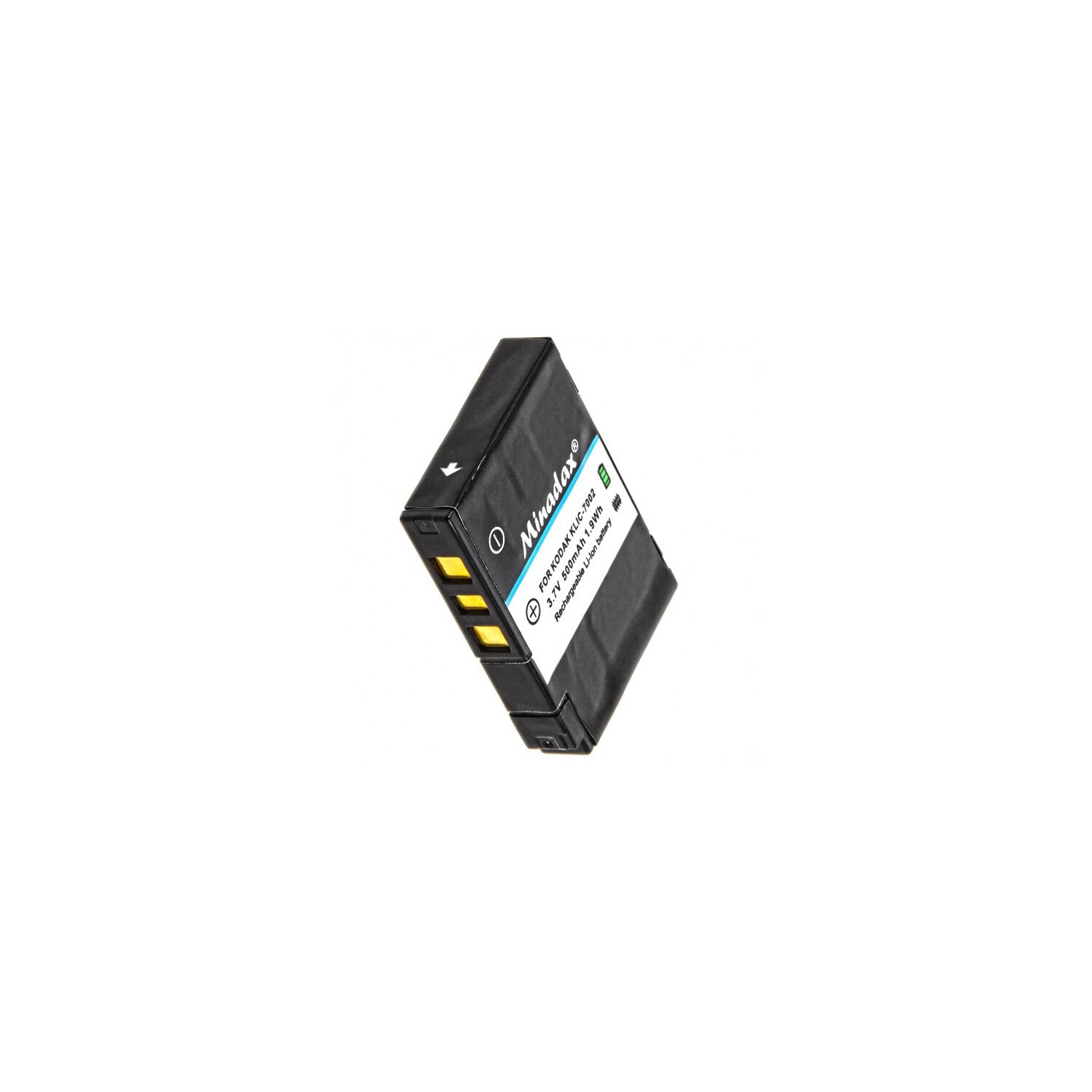 Minadax® Qualitaetsakku mit echten 500 mAh fuer Kodak EasyShare V530 V603, wie KLIC-7002 - Intelligentes Akkusystem mit Chip