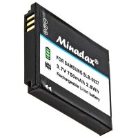 2x Minadax® Qualitaetsakku mit echten 750 mAh fuer Samsung Digimax L830, NV4, PL10, NV33, L730, CL5, i8, wie SLB-0937 - Intelligentes Akkusystem mit Chip