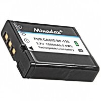 Minadax® Ladegerät 100% kompatibel mit Casio NP-130 inkl. Auto Ladekabel, Ladeschale austauschbar + 1x Akku Ersatz für NP-130