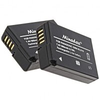 2x Minadax® Qualitaetsakku mit echten 900 mAh fuer Panasonic Lumix DMC GF2 G3 GX1, wie DMW BLD10 - Intelligentes Akkusystem mit Chip