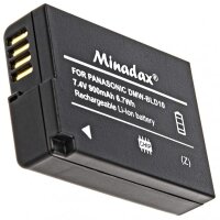 2x Minadax® Qualitaetsakku mit echten 900 mAh fuer Panasonic Lumix DMC GF2 G3 GX1, wie DMW BLD10 - Intelligentes Akkusystem mit Chip