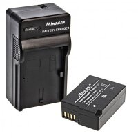Minadax® Ladegeraet 100% kompatibel fuer Panasonic DMW-BLC12 inkl. Auto Ladekabel, Ladeschale austauschbar + 1x Akku wie DMW-BLC12