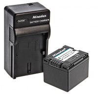 Minadax® Ladegeraet 100% kompatibel fuer Panasonic CGA-DU14 inkl. Auto Ladekabel, Ladeschale austauschbar + 1x Akku wie CGA-DU14