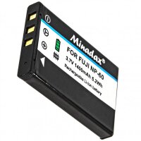 Minadax® Ladegeraet 100% kompatibel fuer Fuji NP-60 inkl. Auto Ladekabel, Ladeschale austauschbar + 1x Akku wie NP-60