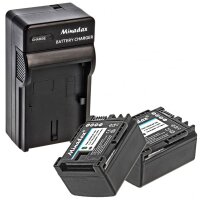 Minadax® Ladegerät 100% kompatibel mit Canon BP-808 inkl. Auto Ladekabel, Ladeschale austauschbar + 2x Akku Ersatz für BP-808