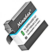 2x Minadax Qualitätsakku mit echten 1160mAh kompatibel für GoPro Hero 4 Ersatz für AHDBT-401 - Intelligentes Akkusystem mit Chip