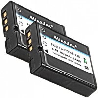 Minadax® Ladegerät 100% kompatibel mit Casio NP-130 inkl. Auto Ladekabel, Ladeschale austauschbar + 2x Akku Ersatz für NP-130