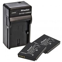 Minadax® Ladegeraet 100% kompatibel fuer Panasonic DMW-BCF10E inkl. Auto Ladekabel, Ladeschale austauschbar + 2x Akku wie DMW-BCF10E