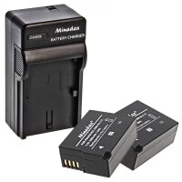 Minadax® Ladegeraet 100% kompatibel fuer Panasonic DMW-BLC12 inkl. Auto Ladekabel, Ladeschale austauschbar + 2x Akku wie DMW-BLC12