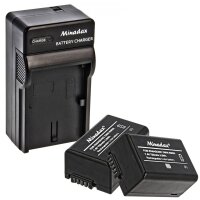 Minadax® Ladegeraet 100% kompatibel fuer Panasonic DMW-BMB9 inkl. Auto Ladekabel, Ladeschale austauschbar + 2x Akku wie DMW-BMB9