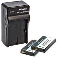 Minadax® Ladegeraet 100% kompatibel fuer Samsung SLB-11A inkl. Auto Ladekabel, Ladeschale austauschbar + 2x Akku wie SLB-11A