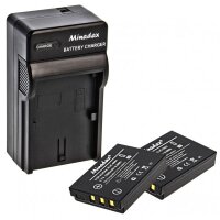 Minadax® Ladegeraet 100% kompatibel fuer Kodak KLIC-5001 inkl. Auto Ladekabel, Ladeschale austauschbar + 2x Akku wie KLIC-5001