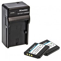 Minadax® Ladegeraet 100% kompatibel fuer Kodak KLIC-7004 inkl. Auto Ladekabel, Ladeschale austauschbar + 2x Akku wie KLIC-7004