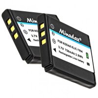 Minadax® Ladegeraet 100% kompatibel fuer Kodak KLIC-7004 inkl. Auto Ladekabel, Ladeschale austauschbar + 2x Akku wie KLIC-7004
