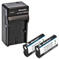 Minadax® Ladegeraet 100% kompatibel fuer Kodak KLIC-8000 inkl. Auto Ladekabel, Ladeschale austauschbar + 2x Akku wie KLIC-8000