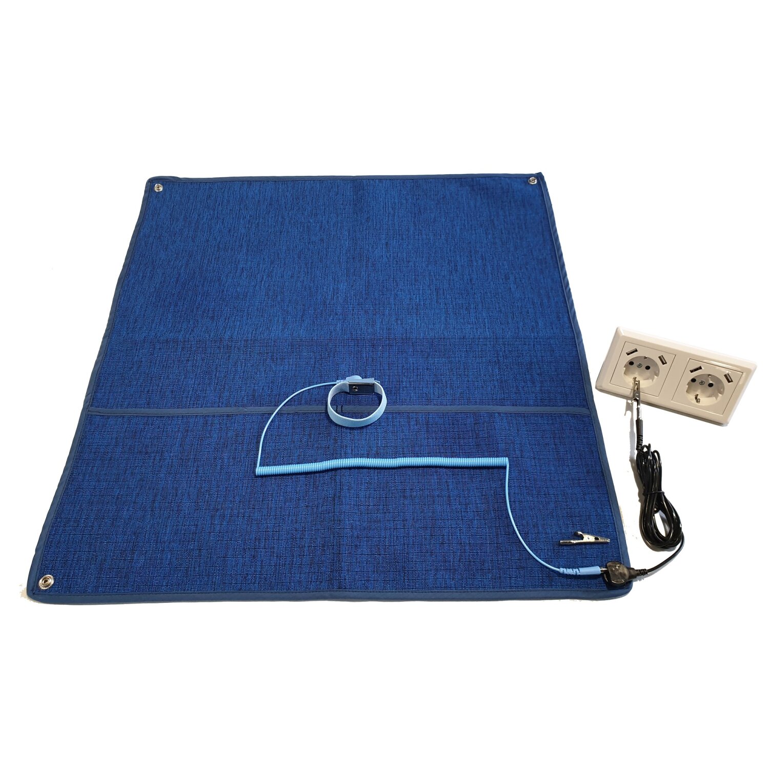 Minadax&reg; ESD Protection SET | Blue Antistatic Mat - Wrist Cuff - Earth Cable | Incl. Accessoires