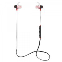 Wassergeschuetzter Bluetooth 4.0 In-Ear Kopfhoerer in energetischem Rot fuer Sport und Freizeit - mit integriertem Headset - Minadax C5