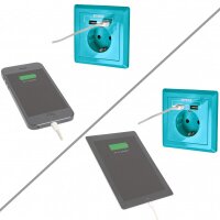 Blau - Minadax Schuko Steckdose mit 2 x USB Anschluss