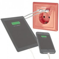 Minadax Schutzkontakt Steckdose 230V 220V "Pink" mit 2x USB Anschluss für das unkomplizierte Laden aller mobilen Geräte - unterputz