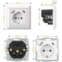 Minadax&reg; Grounding Contact | 230V - 220V | Gold | With 2 x USB Connections | Uncomplicated Charging Of Mobile Devices Such as iPods iPhones iPads Smartphones MP3 Players
