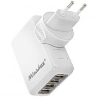 Minadax&reg; Universal 4-Port USB 5V / 2.1A Reise Ladeger&auml;t, Travel Kit Charger