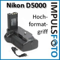 Profi Batteriegriff kompatibel mit Nikon D5000 - hochwertiger Handgriff mit Hochformatausl&ouml;ser - doppelte Kapazit&auml;t durch 2 Akkus