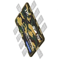 JJC extrem Kompaktes Speicherkartenetui Aufbewahrungsbox im Kreditkarten-Format fuer 10 x MicroSD - Farbe Flecktarn