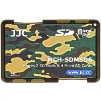 JJC extrem Kompaktes Speicherkartenetui Aufbewahrungsbox im Kreditkarten-Format fuer 2 x SD SDHC SDXC und 4 x MicroSD - Farbe Flecktarn