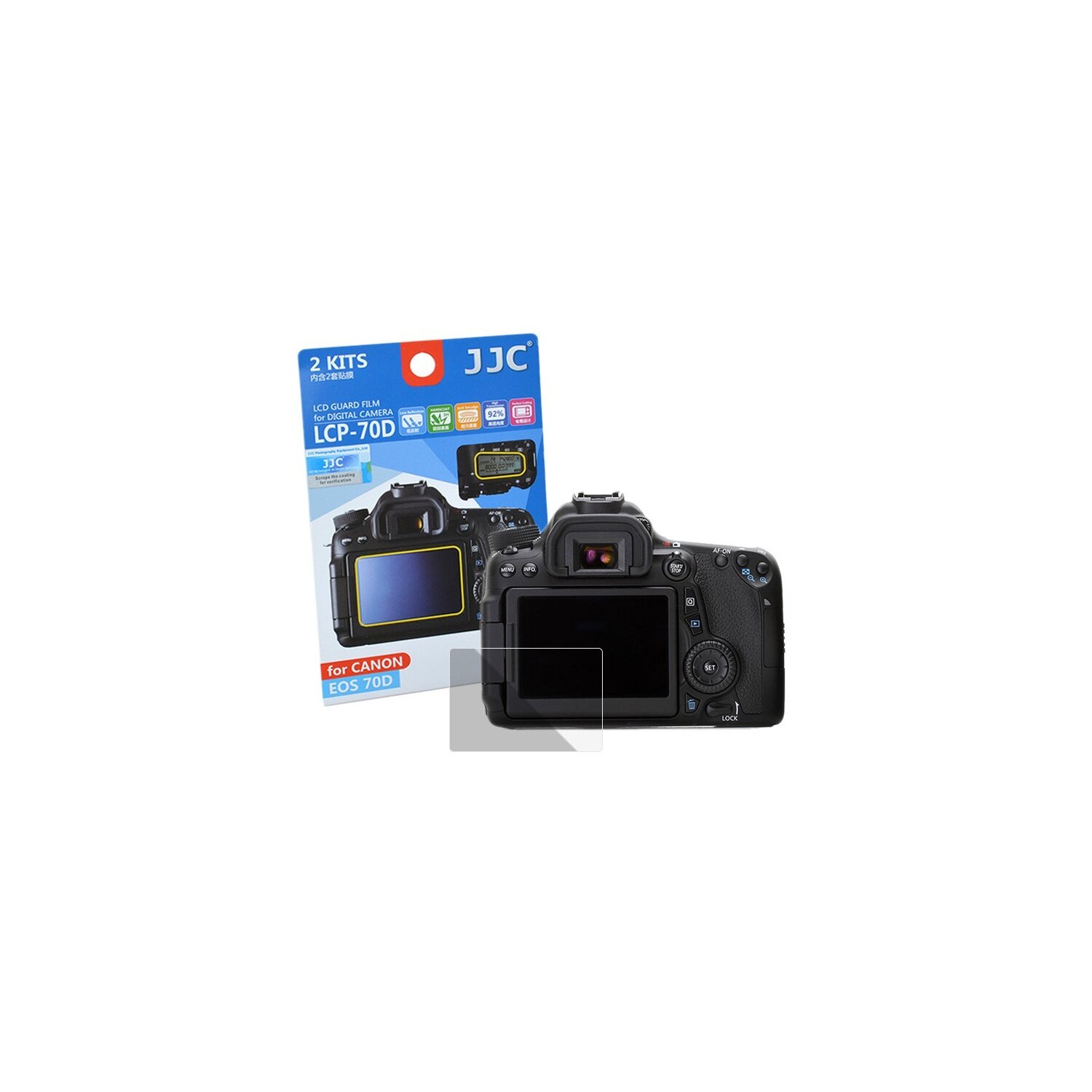 JJC Displayschutzfolie Screen Protector Kratzschutz passgenau kompatibel mit Canon EOS 70D, 80D - LCP-70D