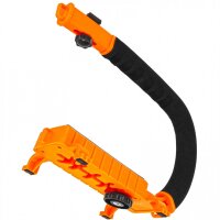 Minadax® ECR-007 C-förmiger Video-Handgriff Grip Stativ Halterung Stabilisierer in orange für Videografie - mit Minadax® Reinigungstuch