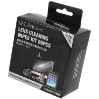 VSGO 60 x Antibacterial Cleaning Cloths for Smartphones, iPhones, Tablet-PCs and Eyeglasses | Individually Vacuum-Packed