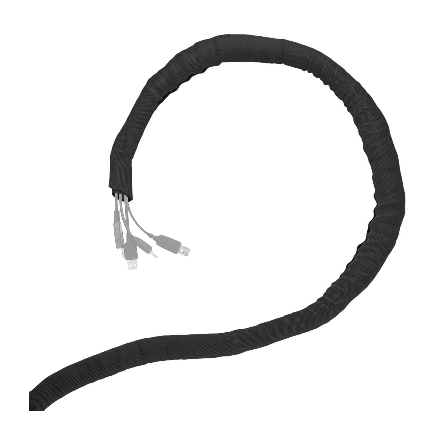 Minadax&reg; Selbstschlie&szlig;ender 5 Meter Profi Kabelschlauch Kabelkanal 29mm Innendurchmesser in schwarz f&uuml;r flexibles Kabelmanagement