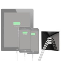 Minadax® 3x USB Ladegerät, Standard Unterputzdose (schwarz, weiß) z. B. für Smartphone, Tablet PC, Wandnetzteil, Wand USB