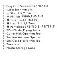 Sprotek Profi Handy-Reparatur-Set | 20-teiliges Tool Kit zum &Ouml;ffnen und Reparieren von Smartphones, Tablets, Notebooks usw. | Inkl. Minadax&reg; Microfasertuch