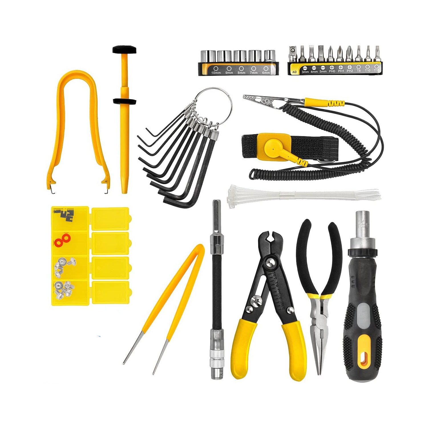 Mehrzweck Werkzeugset Sprotek | 43-teiliger Basis Werkzeugkoffer | Werkzeugsatz | PC Tool Kit | F&uuml;r professionelle Reparaturarbeiten an elektronischen Ger&auml;ten etc.