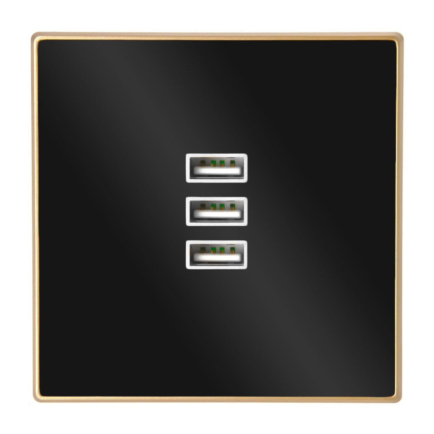 Minadax® 3x USB Ladegerät, Standard Unterputzdose (gold, schwarz) z. B. für Smartphone, Tablet PC, Wandnetzteil, Wand USB