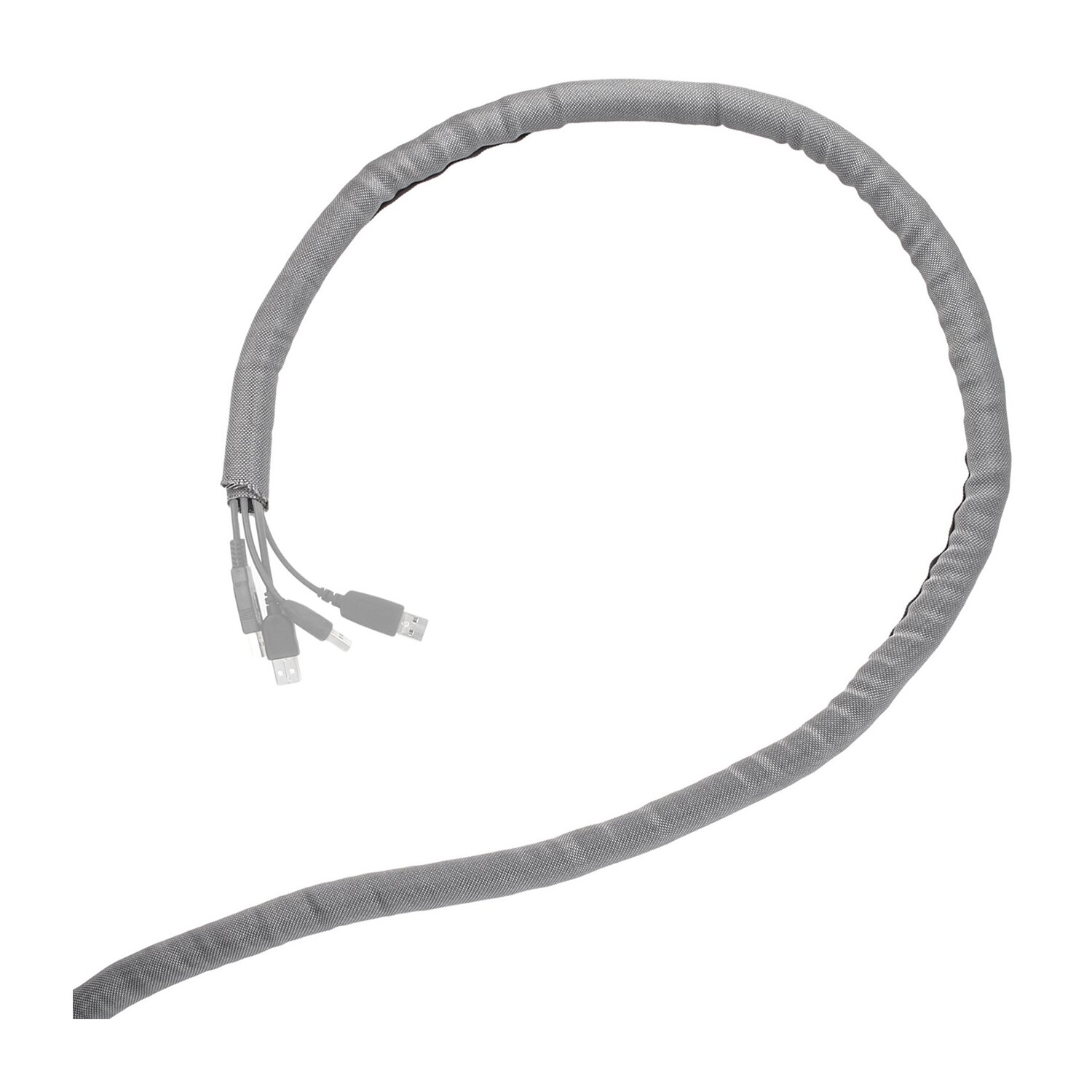 Minadax&reg; Selbstschlie&szlig;ender 1 Meter Profi Kabelschlauch Kabelkanal 19mm Innendurchmesser in grau f&uuml;r flexibles Kabelmanagement
